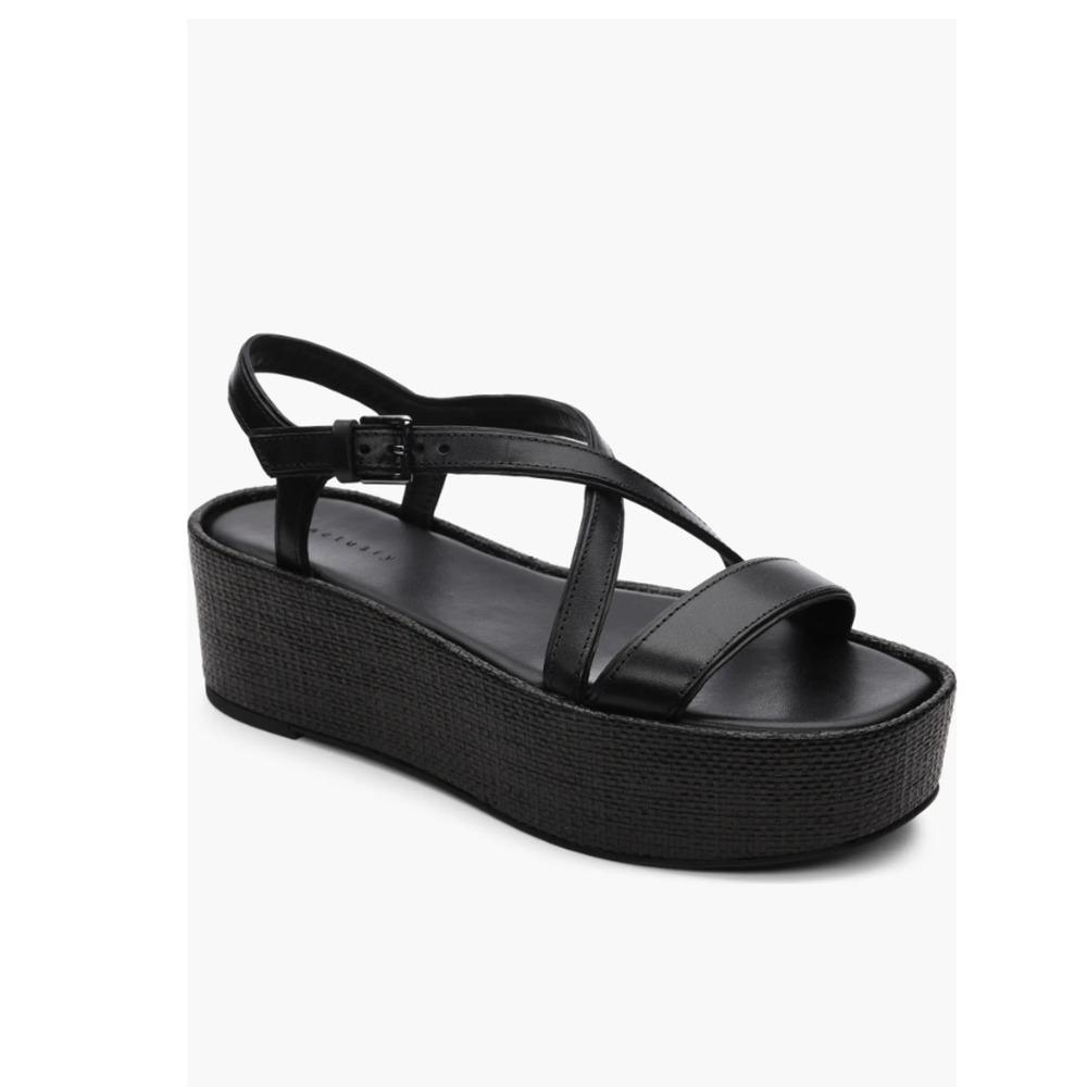 Sanctuary Women's Black‎ Leather Platform Sandals Shoe Size 10 New In Box